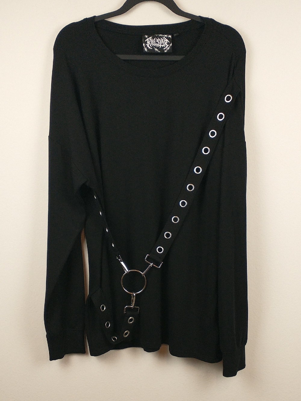 Killstar Ruckus Sweatshirt Unisex 3XL Black Goth O Ring Strap Long Sleeve Metal